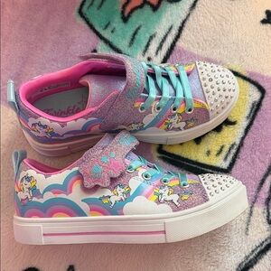Sketchers Light Up Unicorn Kids Shoes - Pink and Blue